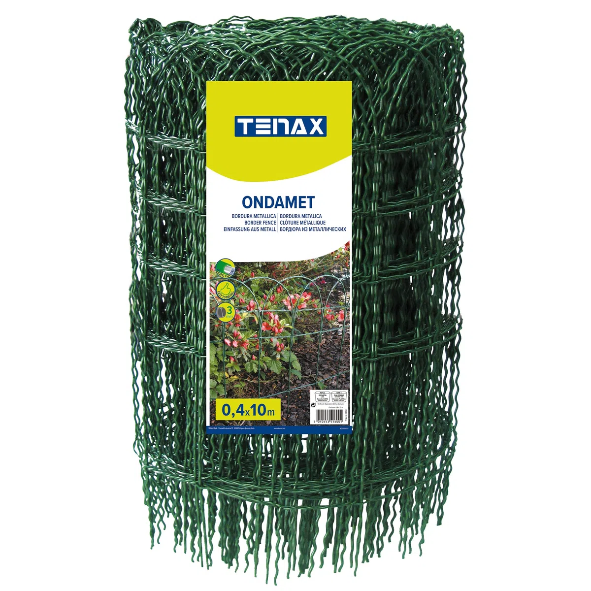 TENAX Ondamet 0,40x10 m Bordura per Giardino, Delimitazione ad Archi in Ferro Plastificato, Altezza 40 cm, Lunghezza 10 m