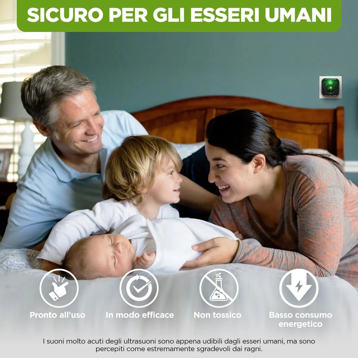 ISOTRONIC – Dispositivo repellente per ragni a ultrasuoni da collegare alla presa elettrica per scantinati e interni – Repellente per ragni con un raggio d'azione effettivo di 30 m² (5 pezzi)