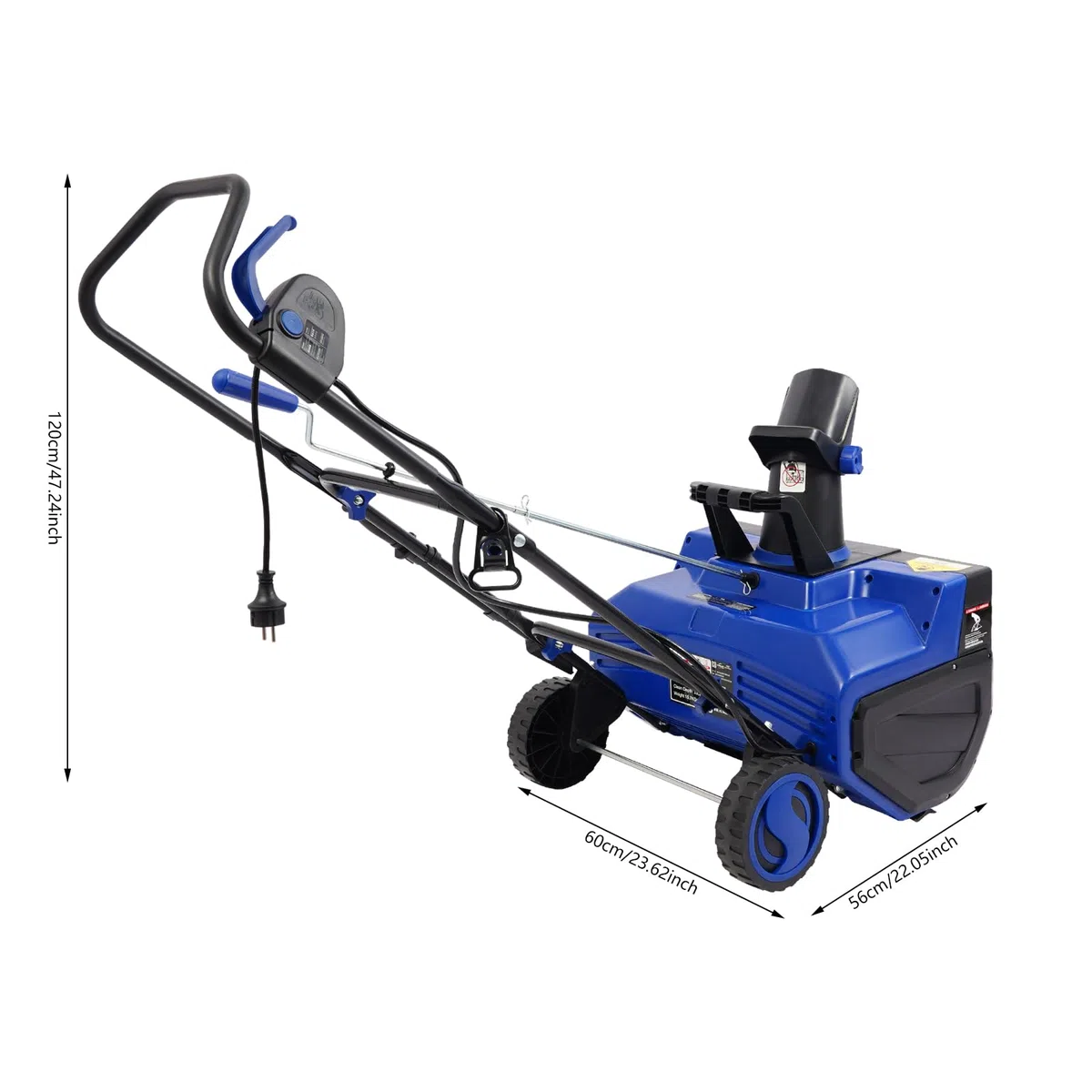 Soffia neve elettrico 2400W, spazzaneve elettrico con larghezza di lavoro 56 cm, getto di neve 7,6 m e illuminazione LED, dispositivo per rimuovere la neve in manganese-acciaio per cortile e