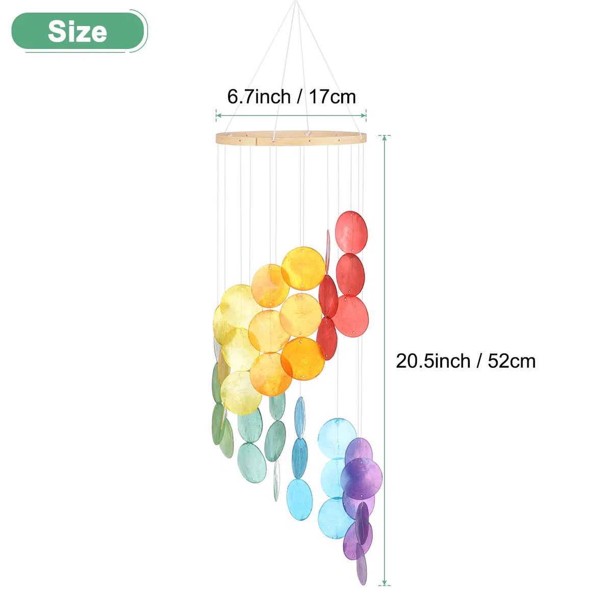 M METERXITY Campanello Vento Conchiglia Esterni, Campana Eolica con Conchiglie Mare e Vetro Mare per Esterni/Patio/Giardino, Campana Vento Artigianale [Multicolore]