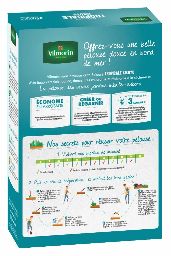 Vilmorin 4344512 Prato Tropicale Kikuyu, Verde, 500 g