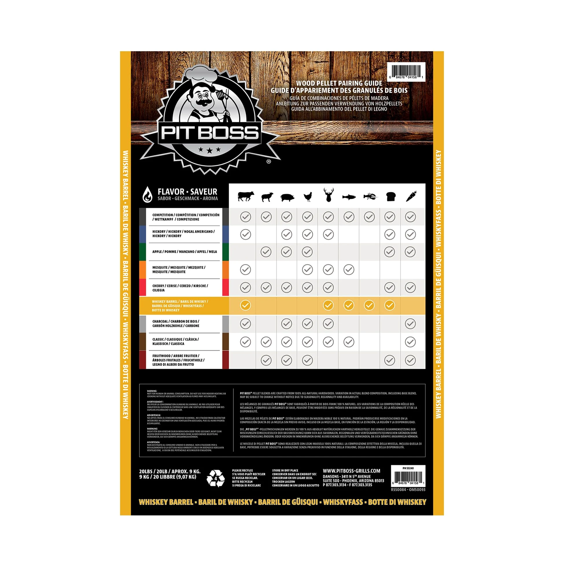 Pit Boss 20 libbre Whisky Barrel Blend Pellet di legno duro