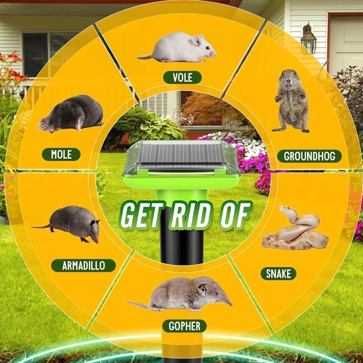 Repellente Solare per Talpe, Repellente per formiche Regina per Giardino e Campeggio, Gopher, Repellente per Serpenti Talpa, Gopher e Altri Repellenti per Talpe