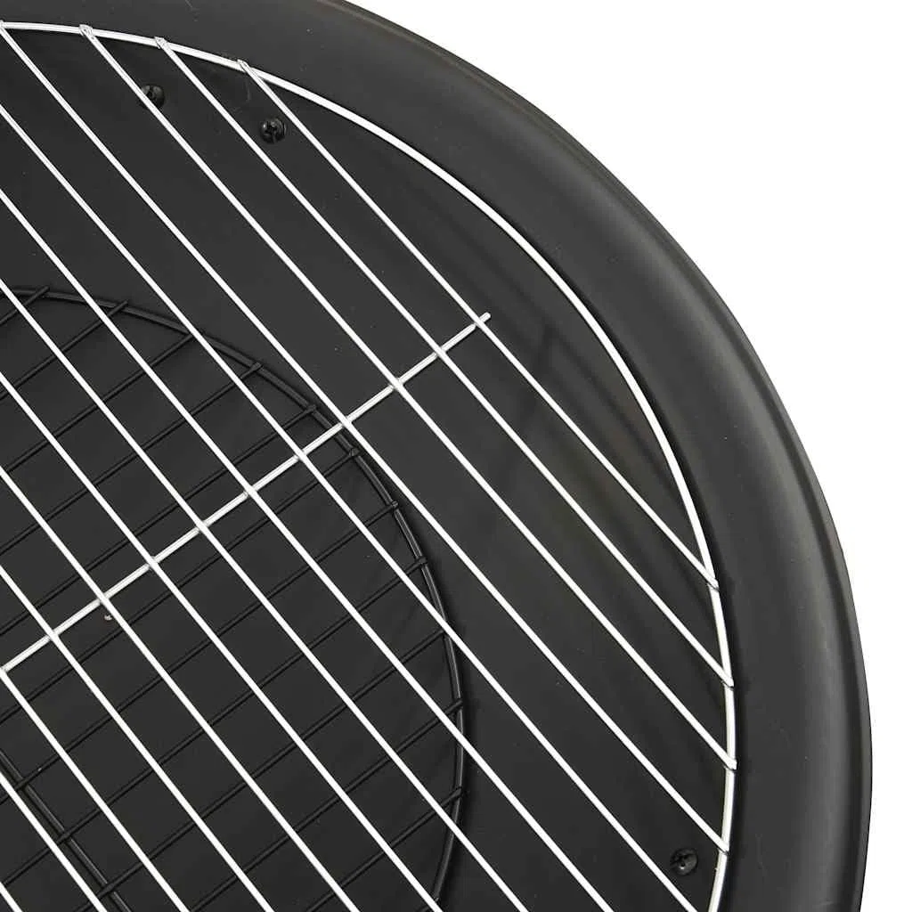 Braciere e barbecue 2 in 1 in acciaio con attizzatoio, 56 x 56 x 49 cm, per giardino, terrazza ed esterni, include griglia per barbecue, protezione dalle scintille, gambe pieghevoli, uso