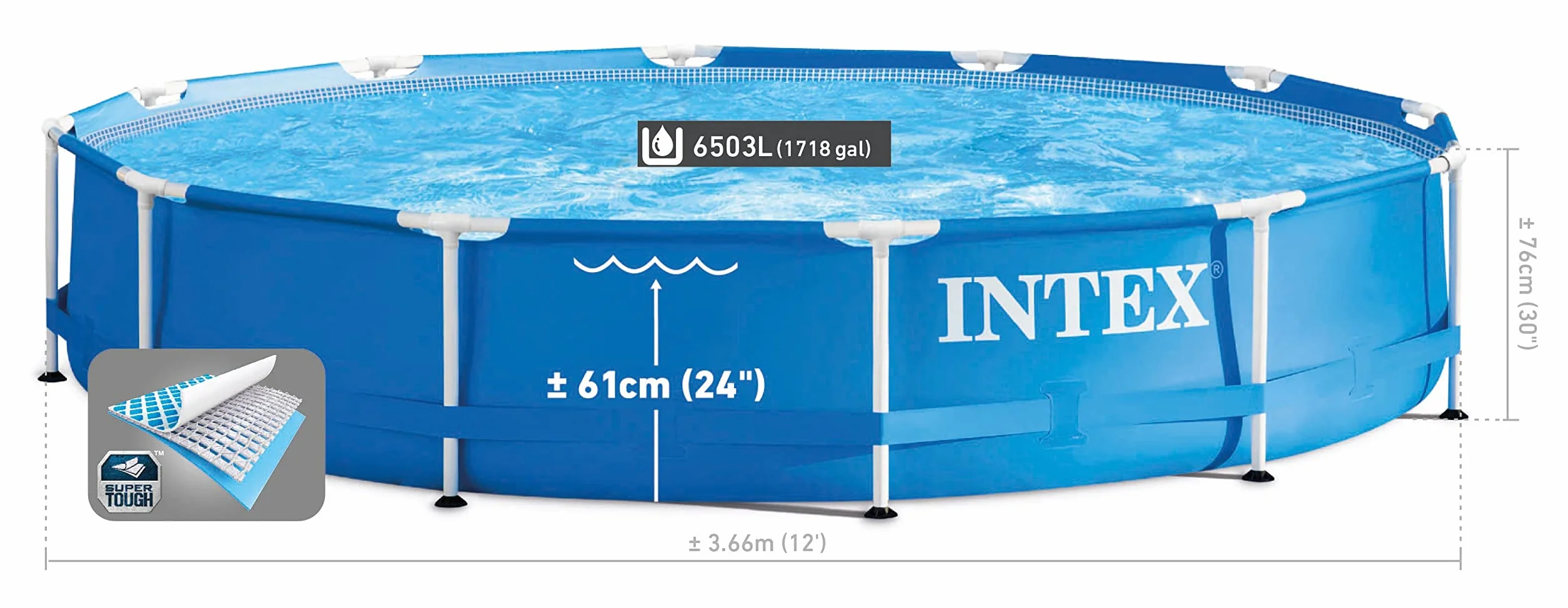 Intex 28212GN – Piscina Metal Frame Rotonda, con Pompa Filtro 2271 L/h, 366x76 cm