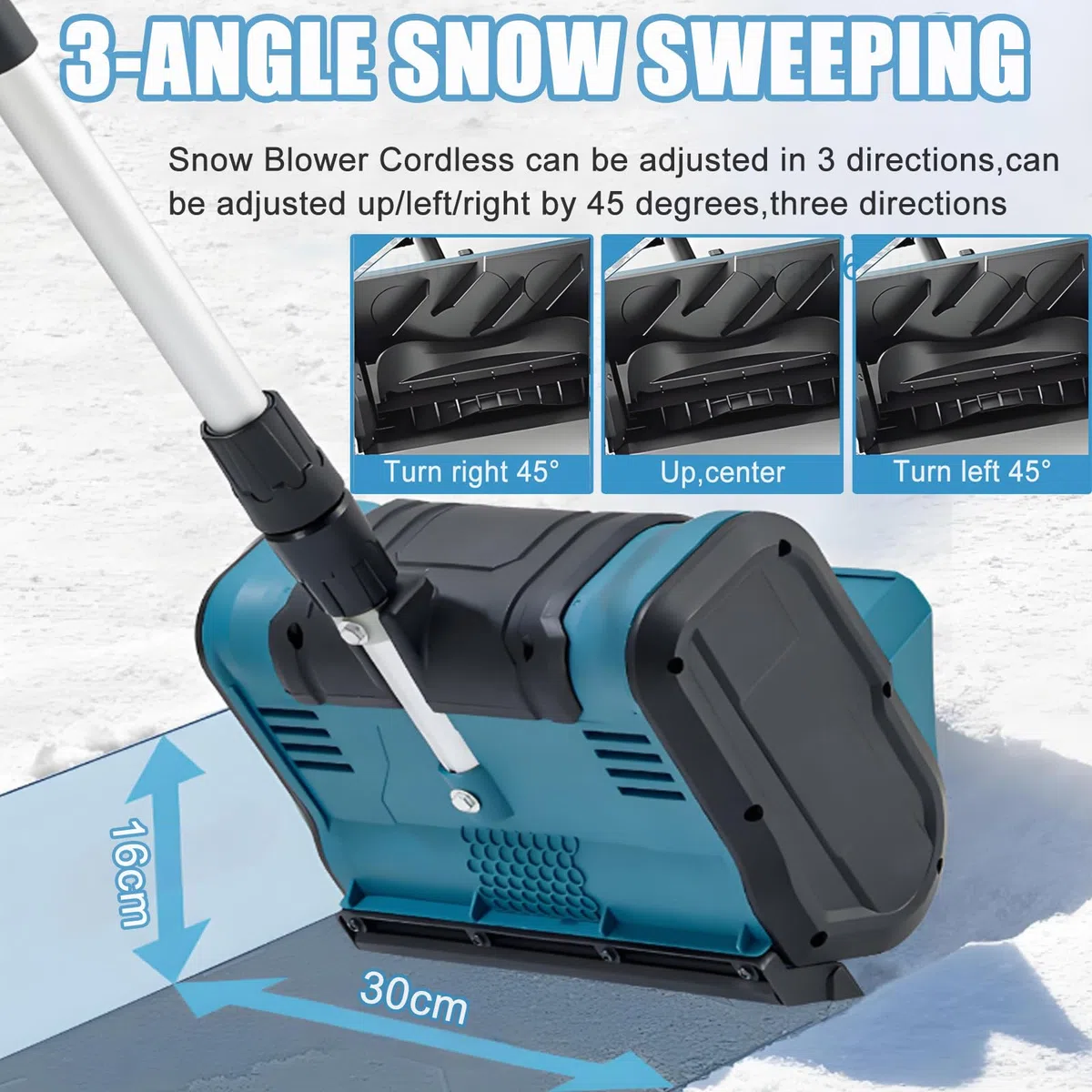 Pala da Neve Elettrica Portatile-Spazzaneve Senza Fili,Motore Brushless da 600 W + 30 Minuti di Durata della Batteria,Larghezza di Pulizia di 25,4 Cm E profondità di 16 Cm 1battery