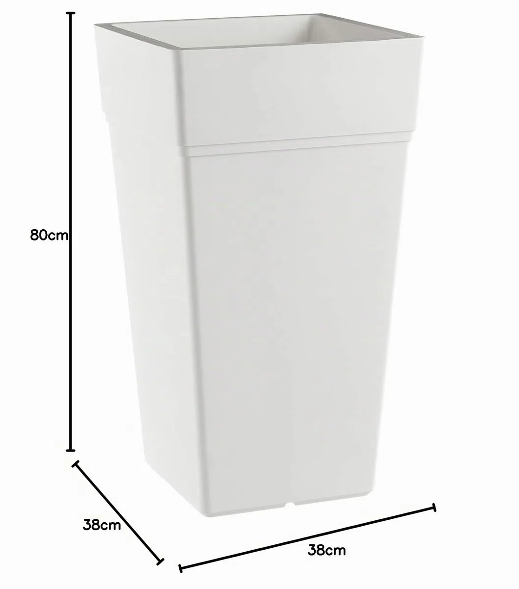 Teraplast Stalk Altezza 80cm - Vaso Alto Da Esterno E Da Interno In Plastica Opaca, Colore Bianco, 100% Riciclabile Con Riserva D'Acqua. Portavaso Alto A Base Circolare.