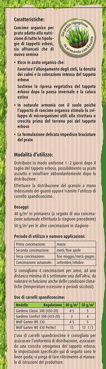 COMPO BIO Concime Organico per Prato, Per Prati Verdi e Fitti in Modo Naturale, 5 kg
