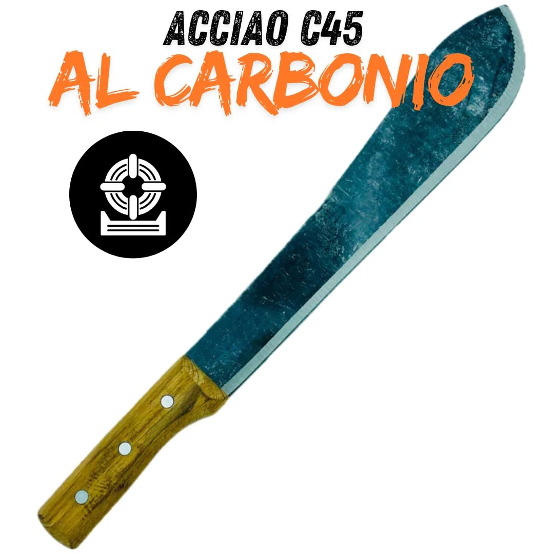 Machete Professionale con Fodero - Lama in Acciaio e Manico in Legno - Strumento da Taglio Outdoor Resistente per Campeggio