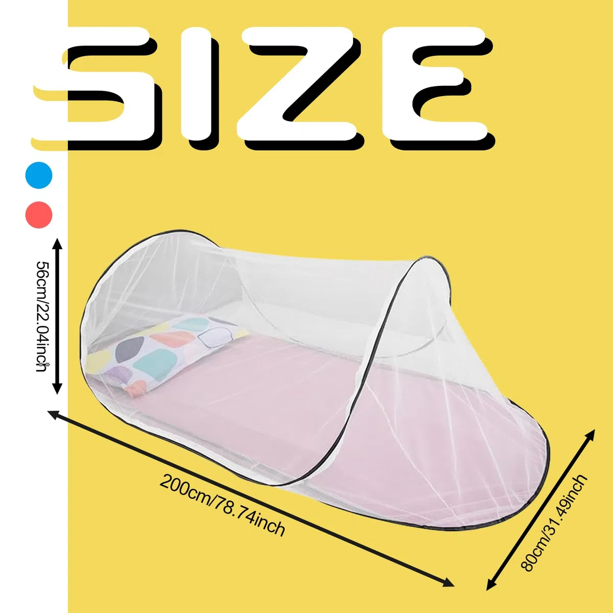 Zanzariera Pop Up, 200 x 80 x 56 cm Pieghevole zanzariera, Zanzariera da Viaggio, Zanzariera Pieghevole Per Letto Singolo, Zanzariera Per Campeggio, Adatto Per Uso Interno Ed Esterno