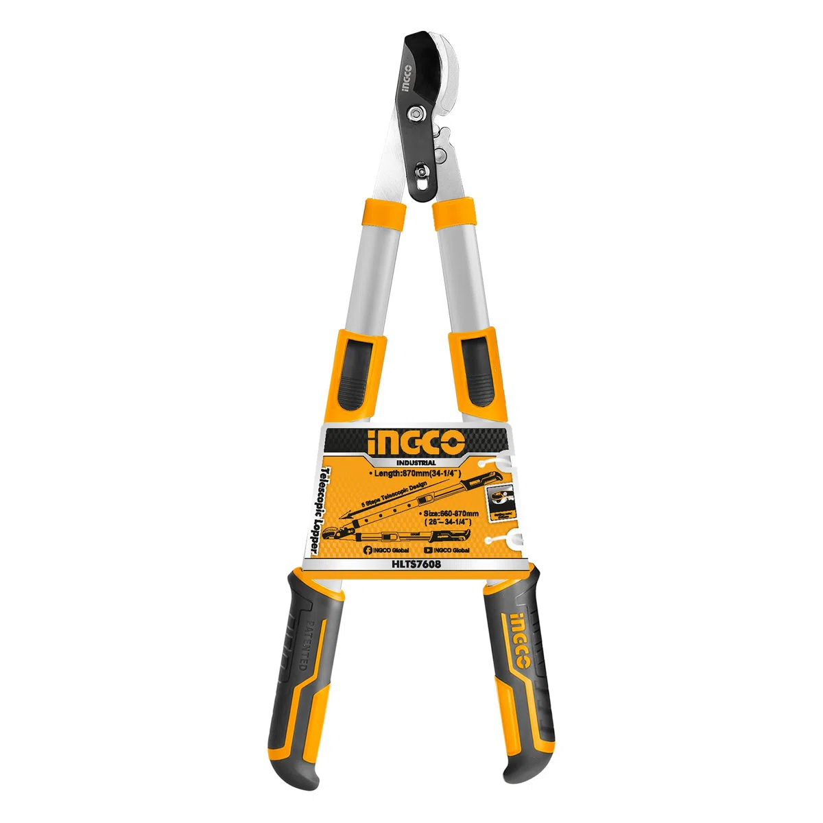 Ingco Hlts7608 Troncarami Telescopico Professionale Da 650 A 850 Mm Cesoia Potatura Rami