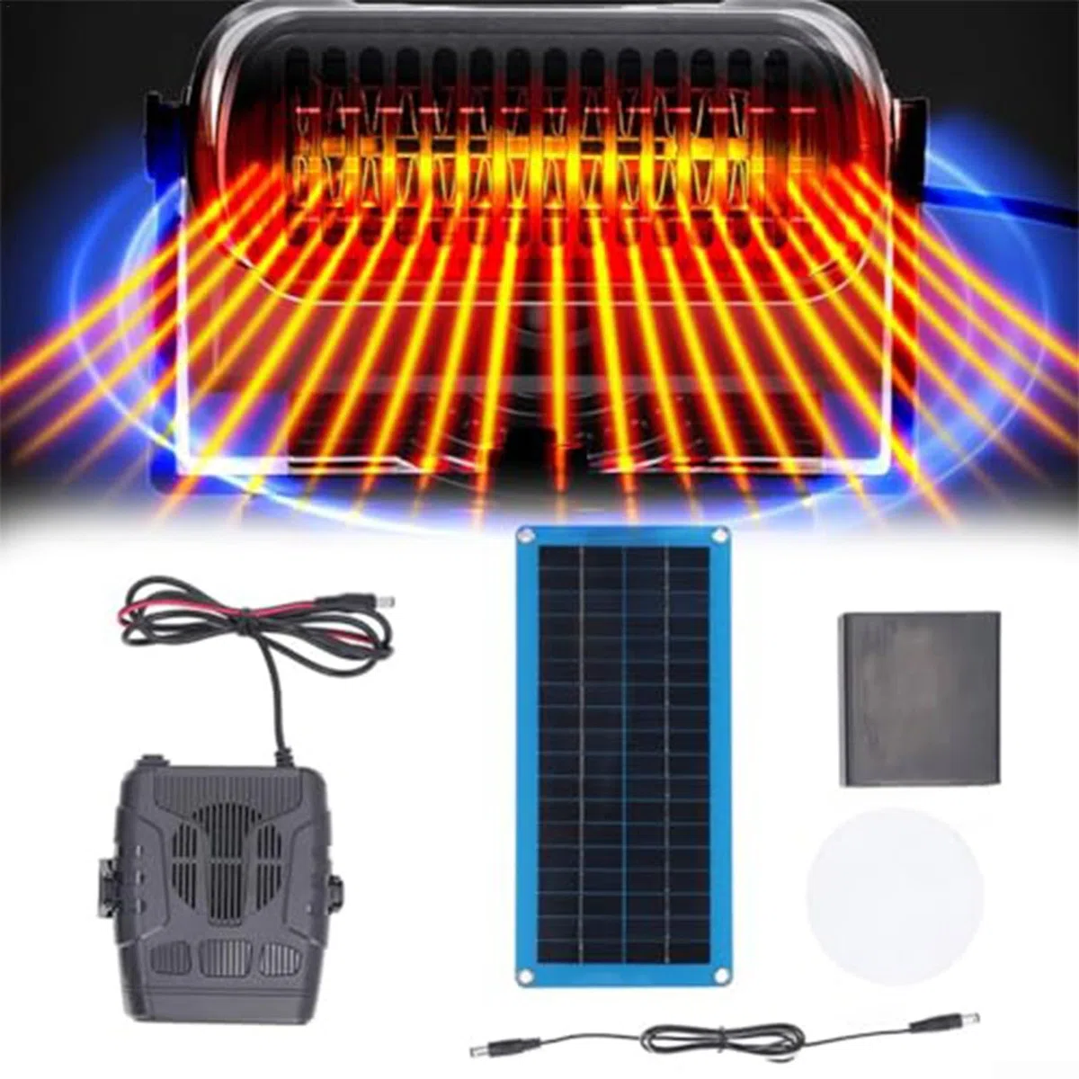 Kit riscaldatore per serra a pannello solare,Riscaldatore a pannello solare - Caricabatterie per pannello solare per auto da 30 W con riscaldatore,Antiappannante per parabrezza, kit di energia solare
