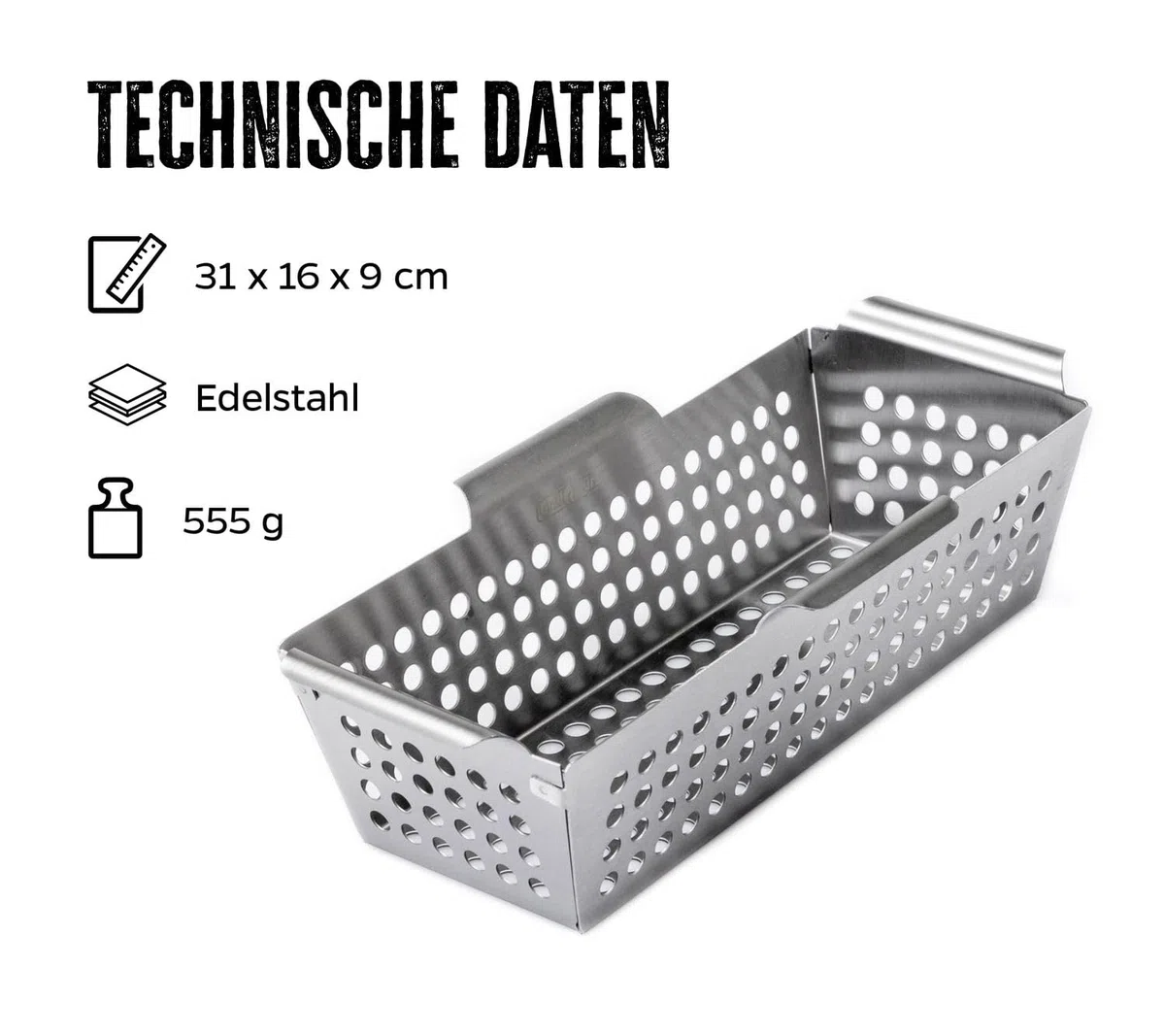 Grill Fürst verdure cesto Acciaio Inox Rettangolare 31 x 16 cm