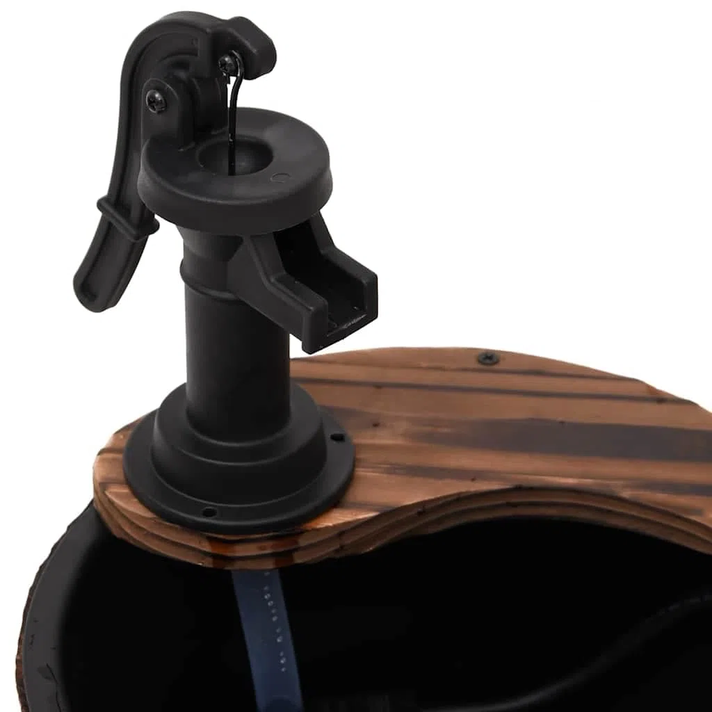 Fontana da giardino con pompa, in legno di abete massiccio, 28 x 28 x 34,5 cm, rivestimento in polipropilene, gioco d'acqua per terrazza, giardino e balcone, cascata decorativa per relax e