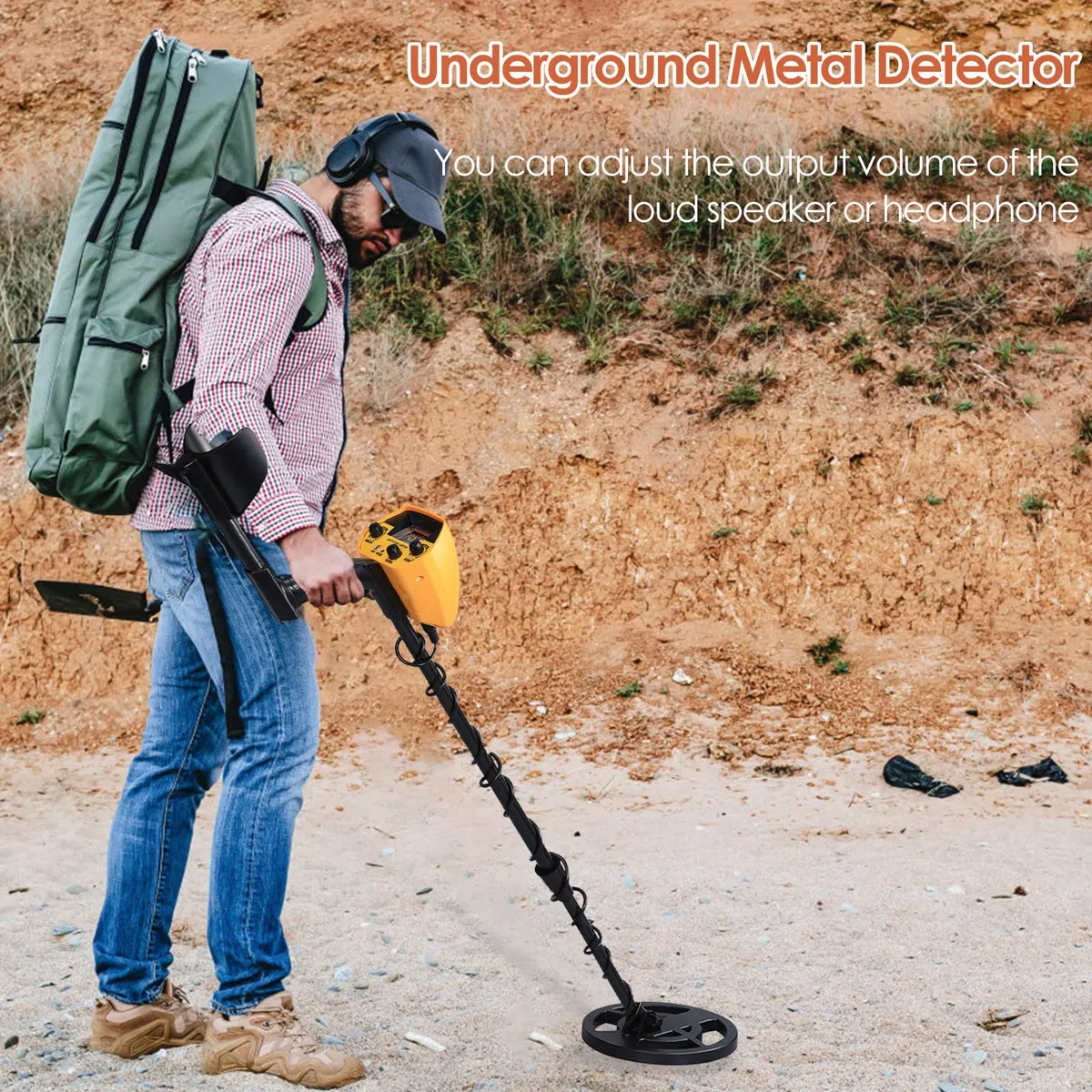 Rivelatore di metallo ad alta precisione, impermeabile, rilevatore d'oro, regolabile in altezza 78-108 cm, con bobina di ricerca da 25 cm, per bambini e adulti