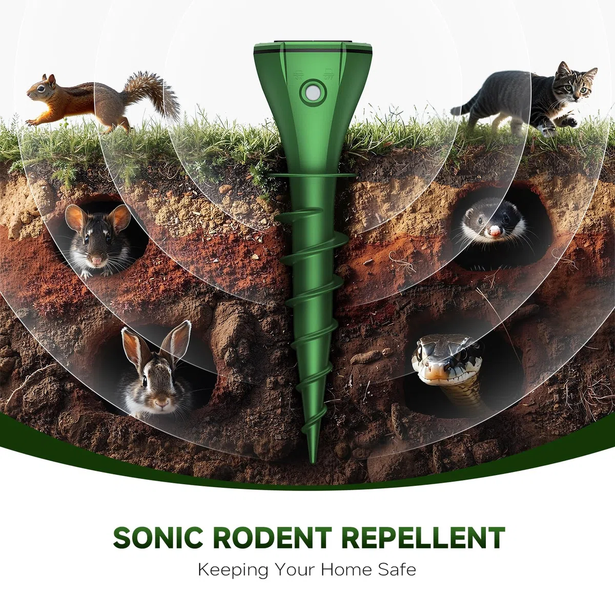 Dissuasori per Talpe, Repellente per Talpe 4 Pezzi, Repellente Animale a Ultrasuoni, Dissuasore Solare per Giardino e Campeggio, Anti Topi, Serpenti