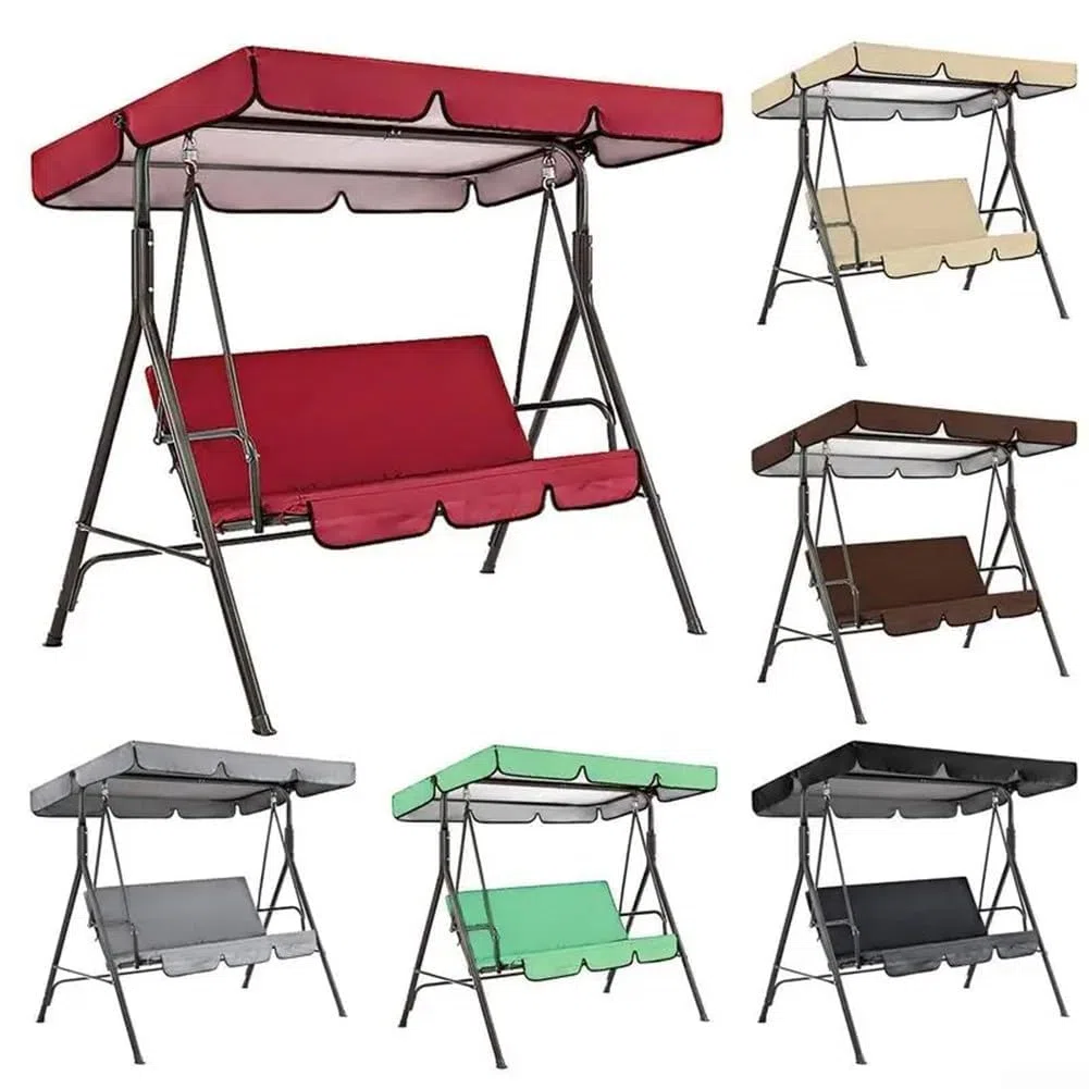 Copertura per dondolo a 3 posti, tessuto Oxford 210D, impermeabile, di ricambio, per mobili da giardino da esterno, accessori per mobili da giardino (grigio, 164 x 114 x 15 cm)