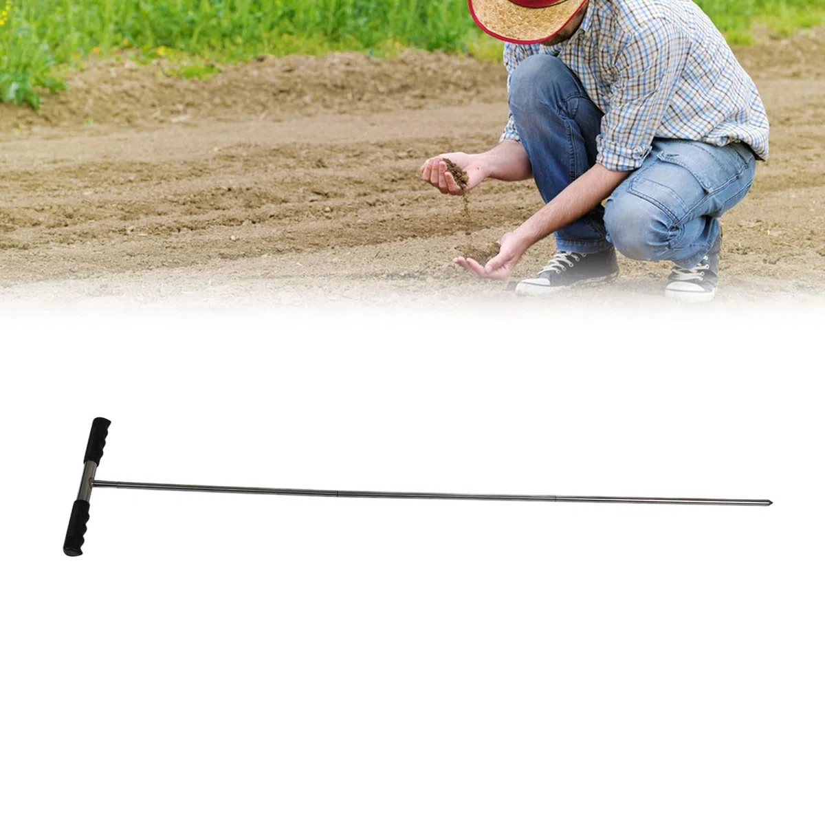 TOPINCN Sonde per Campionamento del Terreno, Set di Strumenti per Asta Sonda per Campionatore del Terreno con Impugnatura a T, Punta Regolabile in Acciaio Inossidabile, Strumento per