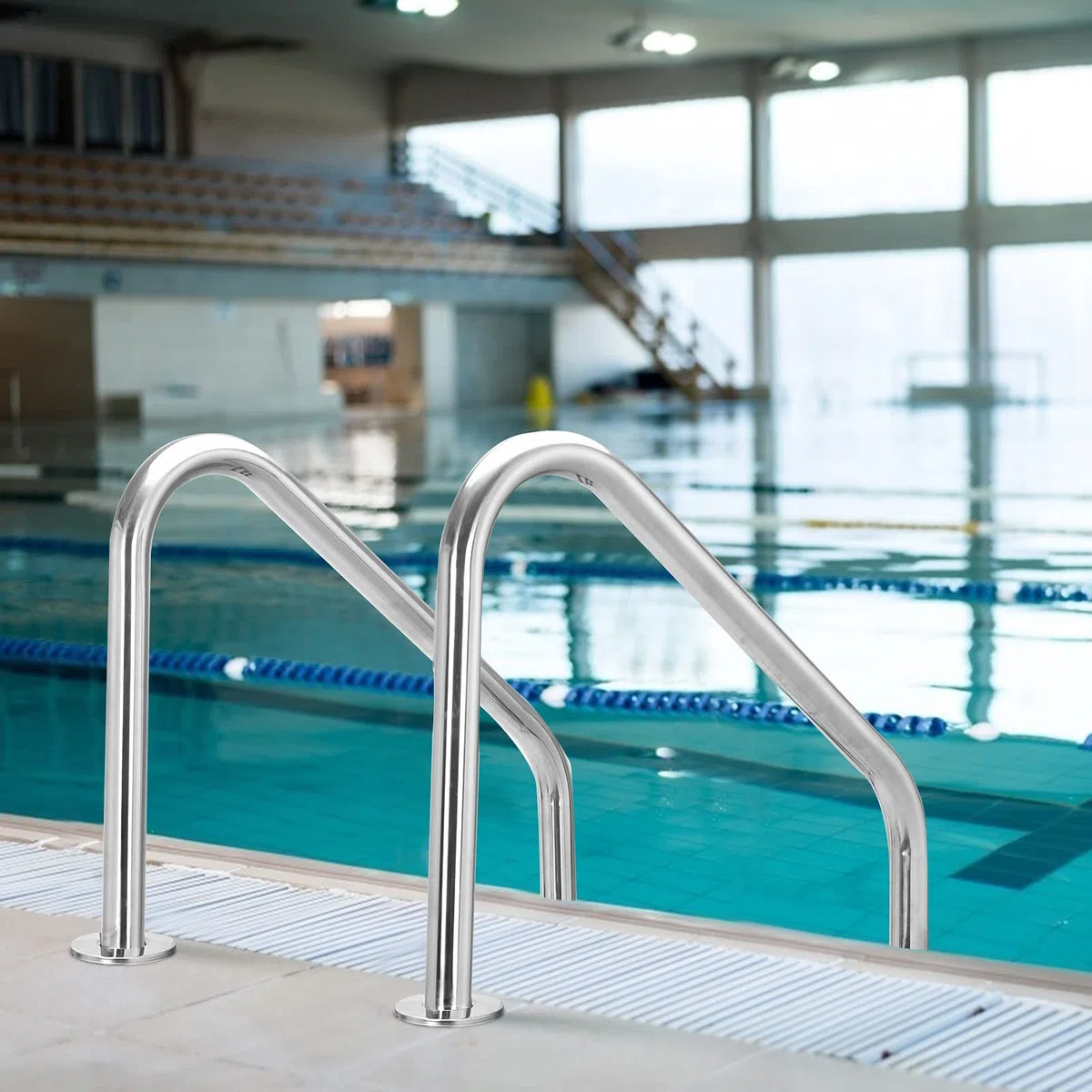 COSTWAY Scaletta per Piscina in Acciaio Inox, Scaletta Piscina con 3 gradini Antiscivolo, con Corrimano Comodo, Capacità di Carico: 150 kg