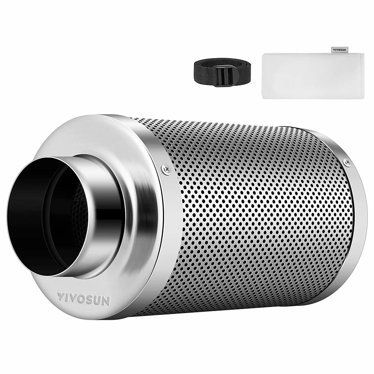 VIVOSUN Filtro A Carbone Attivo 100mm 4 Pulgadas Control De Olores con Carbón Australiano para Extractor Ventilación Grow Tent Cultivo Interior Invernadero con Prefiltro