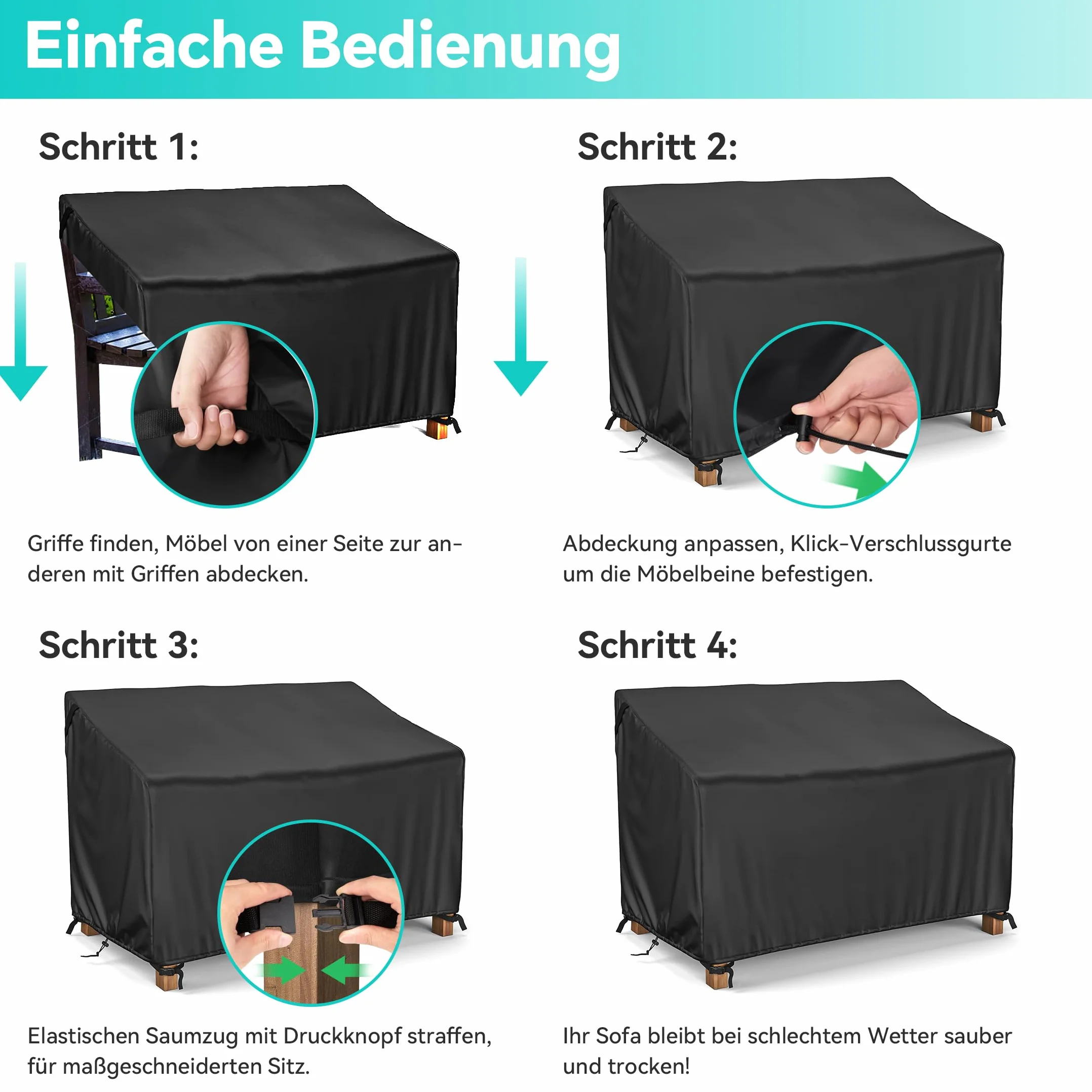 Copertura per Panca da Giardino 2 Posti Impermeabile Tessuto Oxford 600D Antivento Anti UV e Resistente agli Strappi Protezione Pioggia Sole 134 x 66 x 63/89 cm