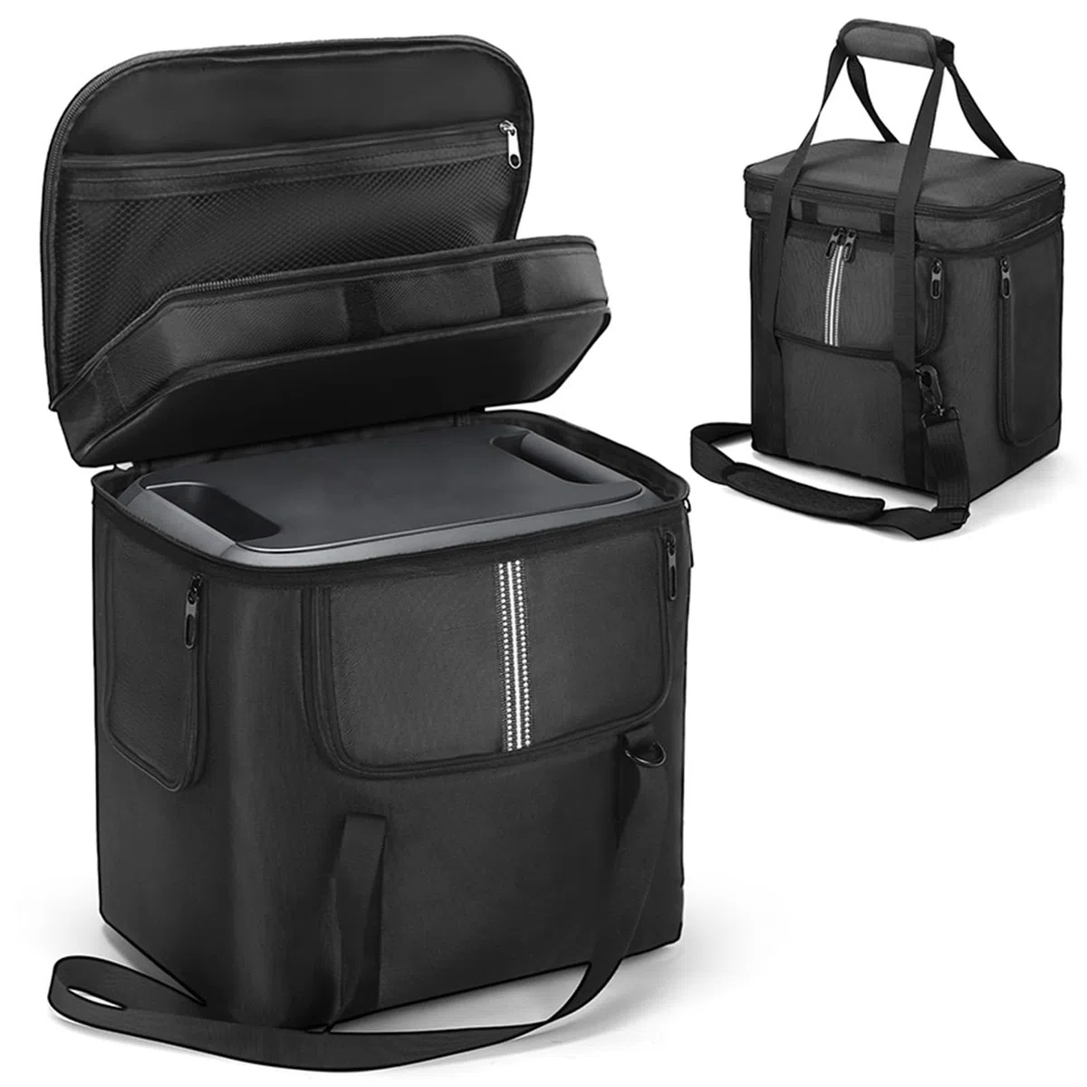 Custodia da trasporto compatibile con centrali elettriche portatili BLUETTI AC180, custodia da viaggio per esterni con cerniera laterale, tasche a due strati per cavo di ricarica e accessori
