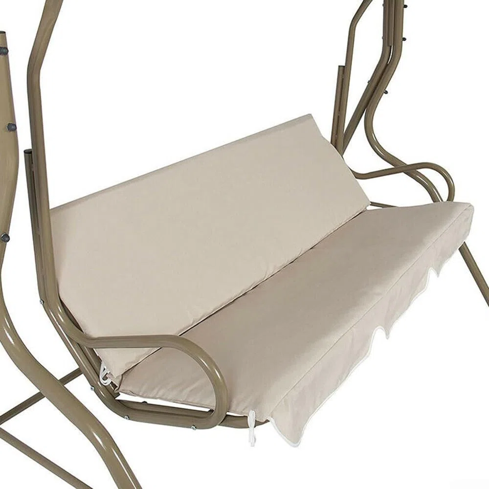 Copertura per Altalena da Giardino, 150 cm Copertura di Ricambio per Panca da Giardino, Impermeabile e Antistrappo Copertura per Sedia da Esterno, Adatto per Sedie a Dondolo da 2 e 3 Posti, Beige