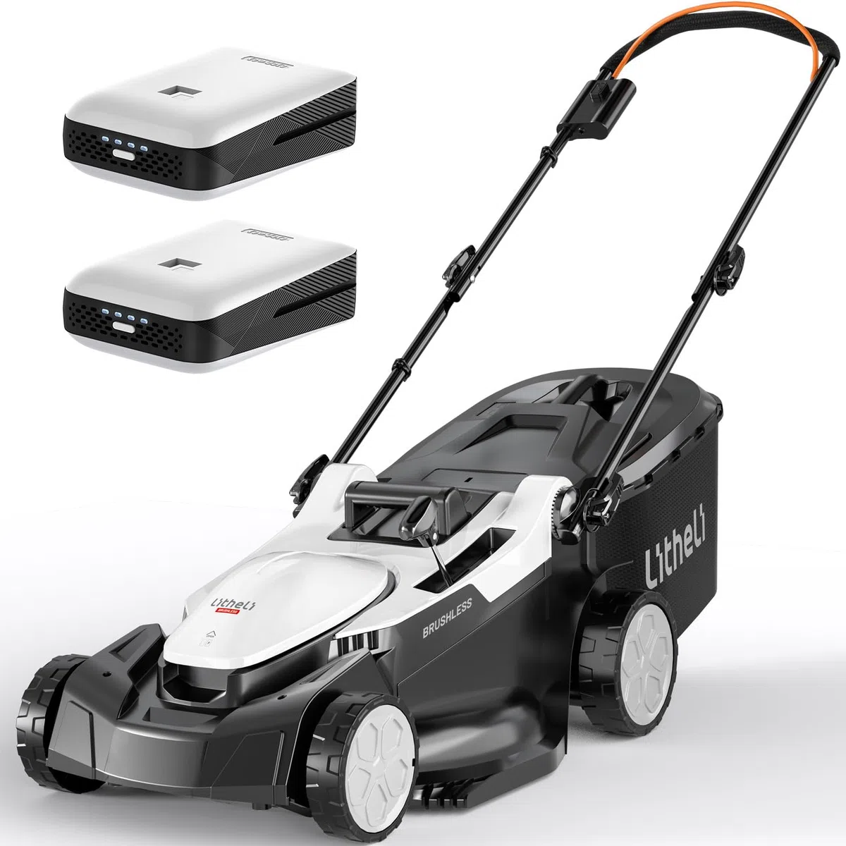 Litheli 40V Tagliaerba Tosaerba a Batteria 43cm, Altezza Regolabile 25-75mm, Sacco 40L, per Prati Fino a 500m², Tosaerba Elettrico con 2x 4.0Ah Batterias