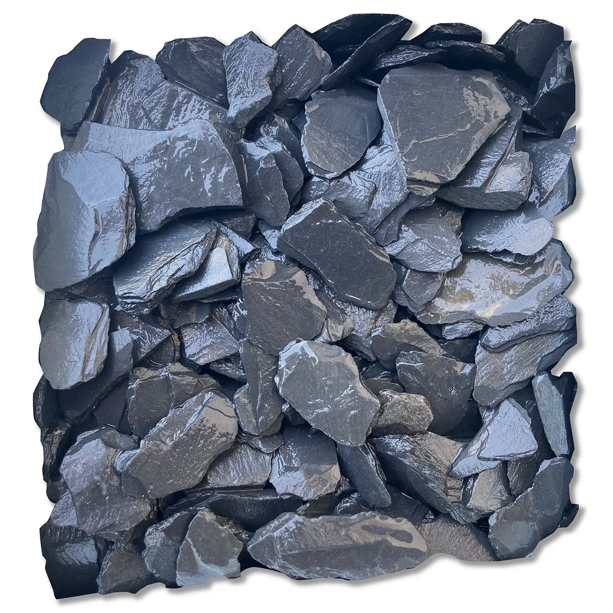 Sassi Ciottoli di Ardesia Nera Decorativa in Scaglie da 30-80mm per Giardino Vasi e Aiuole Confezione 25kg, Nero