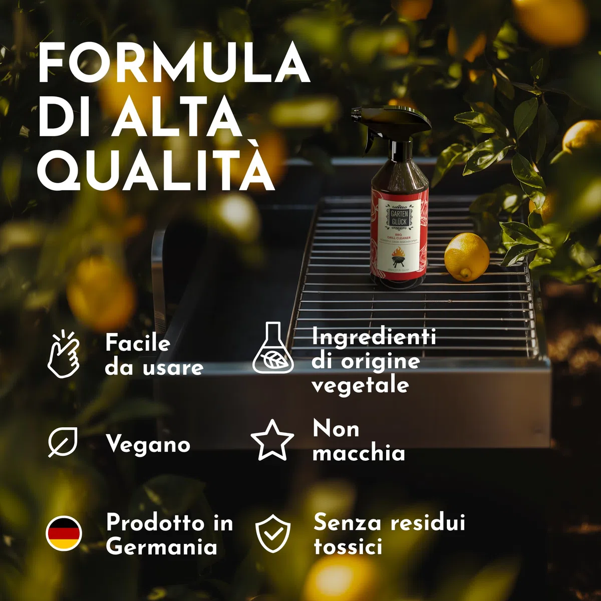 Spray Sgrassatore Barbecue Gas Non Chimico, 500ml - Spray Pulitore per Griglia Barbecue con Acido Citrico per Pulizia Profonda - Efficace Detergente per Pulizia Barbecue Griglia