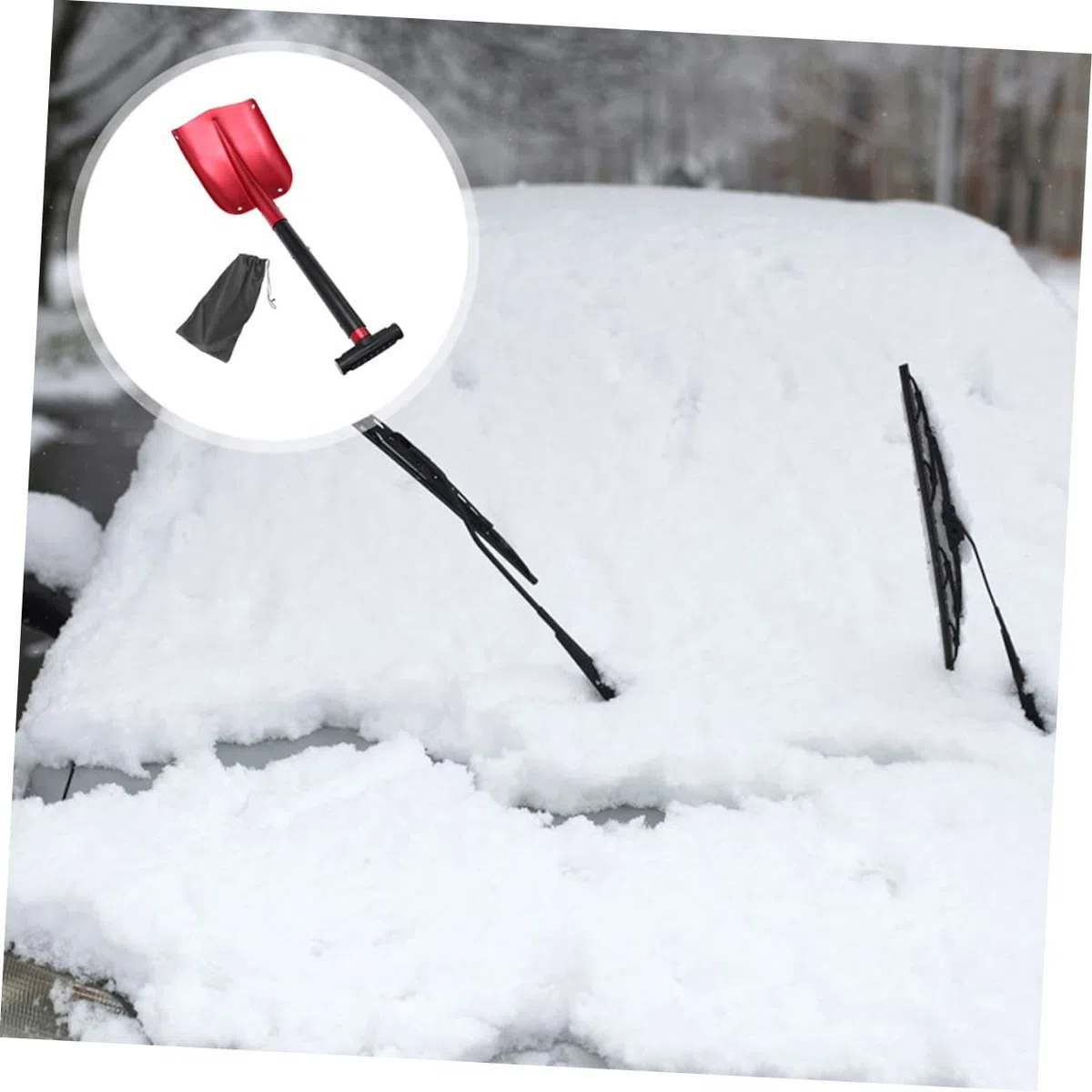 HEMOTON Pala da Neve Pieghevole e Raschietto per Neve Auto Pala Leggera e Staccabile per Emergenze e Campeggio Outdoor
