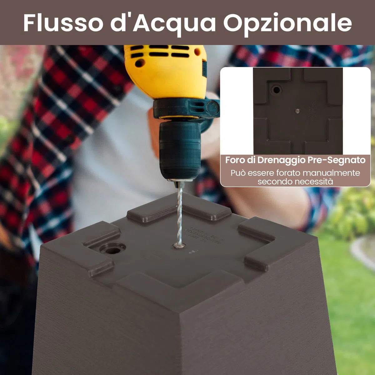 COSTWAY Vasi Alti per Piante, Vasi Grandi da Esterno ed Interno con Fori di Drenaggio, Contenitori Decorativi per Piante per Giardino, Balcone e Veranda (Modello 4)