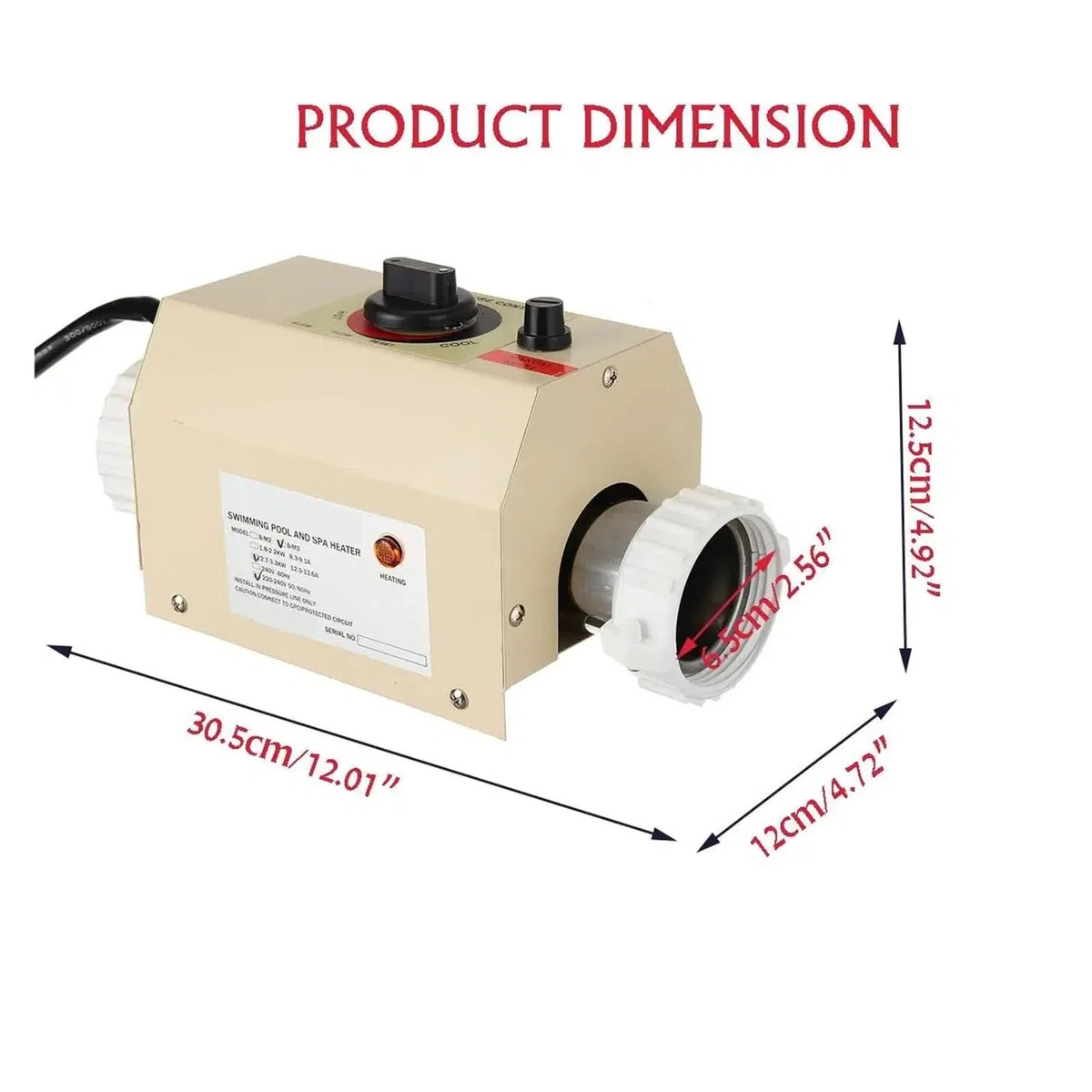 Pompa di Calore elettrica for Piscina da 3,3 kW, termostato for scaldabagno Invernale for Bagno Caldo, Spa Esterna Riscaldamento rapido ed efficiente