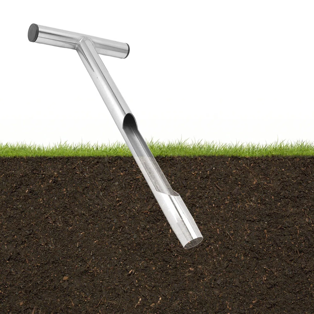Fdit Kit di Campionamento del Terreno in Materiale in Acciaio Inossidabile Kit di Test del Terreno con Manico in Stile T con 2 Sacchetti Riutilizzabili per Campionatore Strumento per