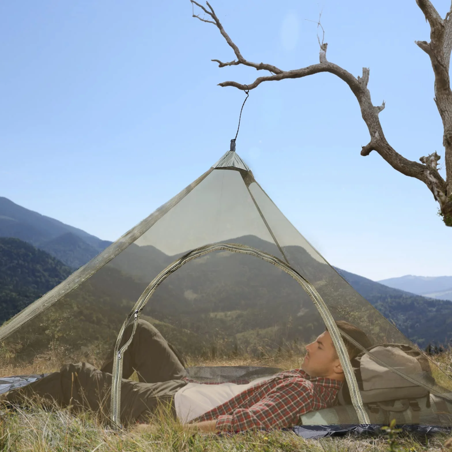 EFUTURETIME Zanzariera da Campeggio, 220 x 120 x 100 cm, Zanzariera da Viaggio Leggera, Portatile, Tenda Anti-zanzara con Porta Cerniera per Letto da Campeggio, Escursionismo, Verde