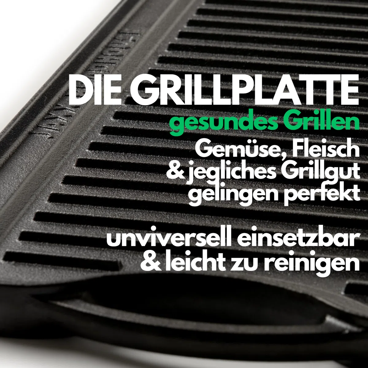 JAXX ROADHOUSE Piastra in ghisa | Piastra in ghisa da posizionare su barbecue a carbone/gas e forno e fornelli | Plancha, Teppanyaki, hamburger, verdure, 50,5 x 26 x 2,5 cm