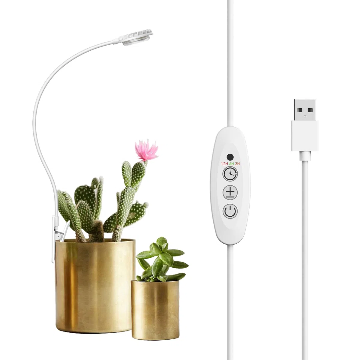 SANSI Lampada LED per Piante da Interno, Spettro Completo con Clip Lampada LED da Coltivazione con Timer 3/6/12 Ore, 4 Livelli di Luminosità Dimmerabili per Piante Piccole, Bianco 4.5W 1 Pack