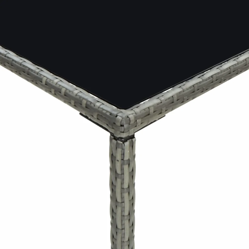 Tavolo da Bar da Giardino Grigio 70x70x110 cm Polyrattan Vetro,Tavolo da Bar da Giardino in Polyrattan, Resistente Alle Intemperie, per Esterni e Interni Tavolini da Caffé