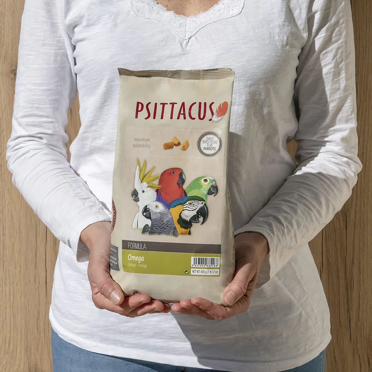 Psittacus Omega 800 g | Mangime completo per Ara, ecletti, cenerini ed altri pappagalli africani | Alimento premium per uccelli, 100% no-GMO