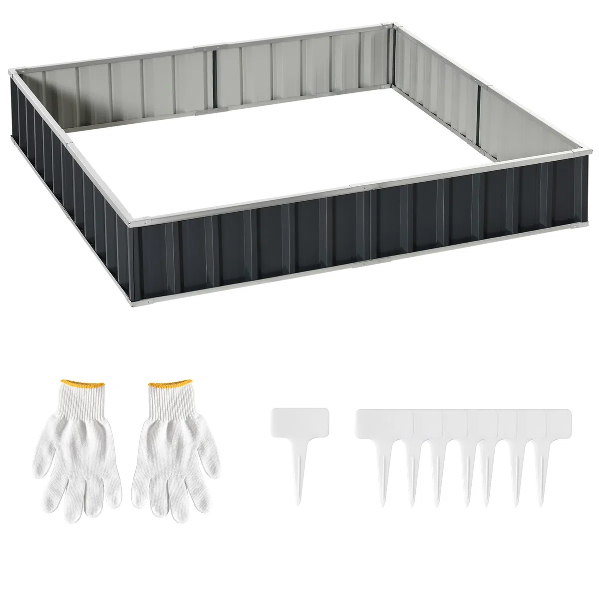 Outsunny Letto per Orto Rialzato da Esterno 645L, Fioriera da Esterno in Acciaio Galvanizzato con Fondo Aperto, per Piante, Fiori e Verdure, 258x90x30cm, Grigio Scuro