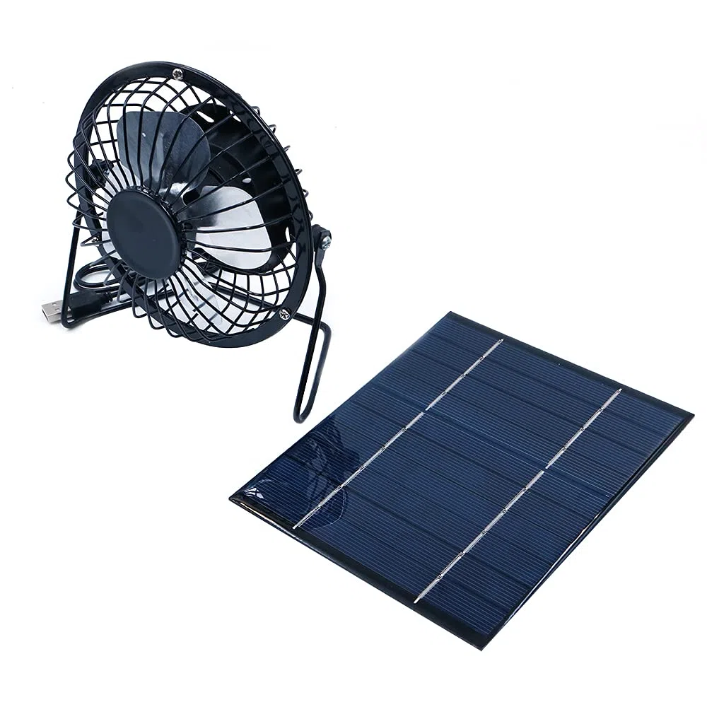 2,5 W 5 V pannello solare con mini ventola di scarico USB stazione di ricarica mobile, ventilatore di raffreddamento per animali domestici cane pollo casa serra