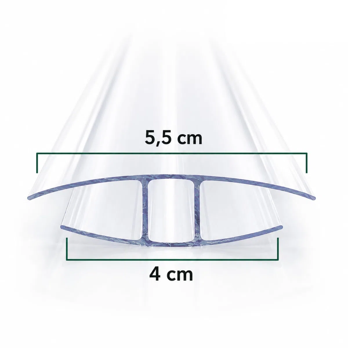 Pannello alveolare in policarbonato, piastra cava, per giardino, serra e modellismo, resistente alle intemperie, traslucido, 60,5 x 121 cm, (connettore: 4,5 mm)