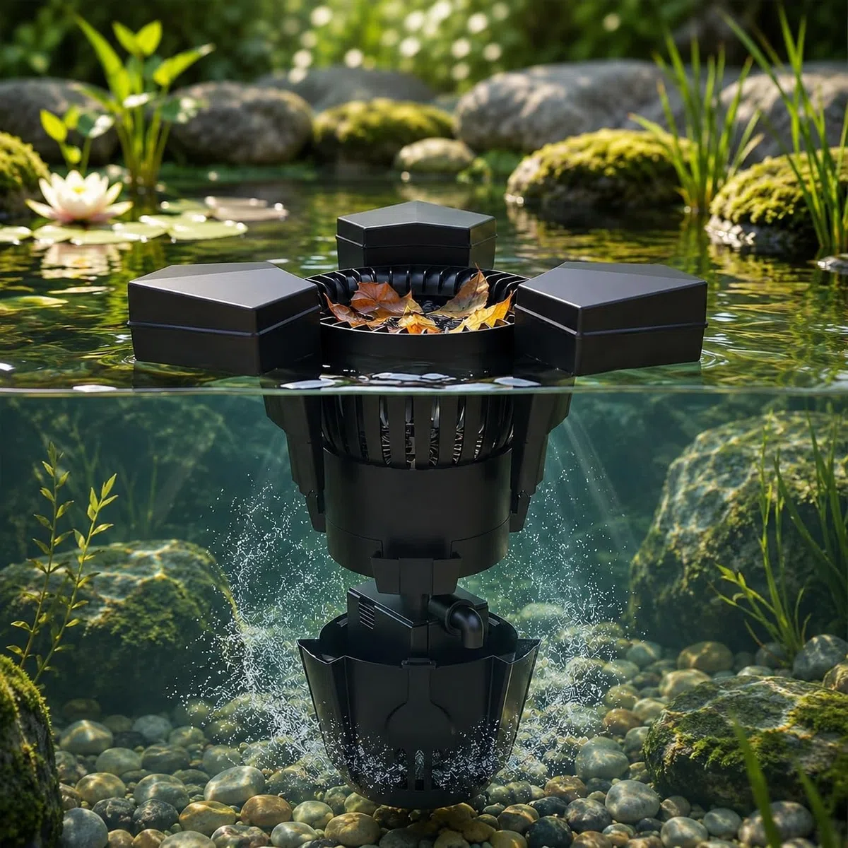 Skimmer galleggiante 2 in 1 con pompa, pulitore automatico per piscina e giardino da 43 W, con cavo di alimentazione da 10 m, per laghetti all'aperto e giochi d'acqua