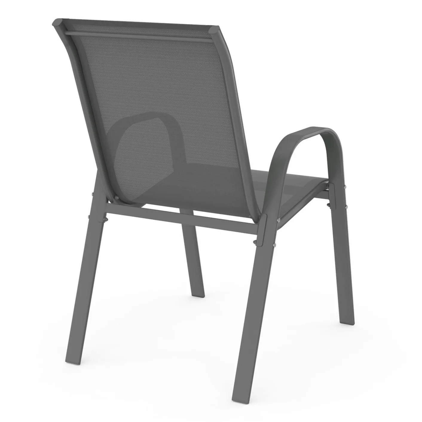 IDMarket - Set di 4 sedie impilabili in metallo e textilene grigio antracite LYMA