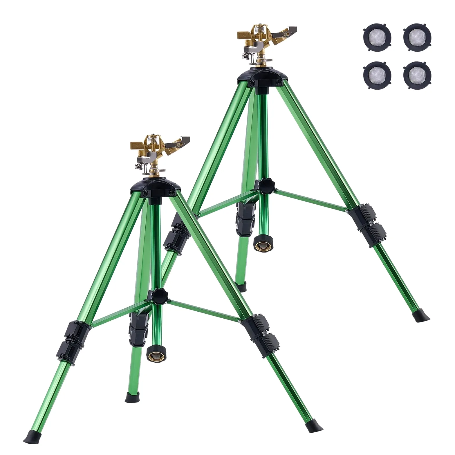 VEVOR Irrigatore a Impatto Base a Treppiede 2 Pezzi Irrigatori a Treppiede Testa in Ottone Connettore G3/4" Irrigazione Area Ampia 360 gradi, Altezza Regolabile per Cortile Giardino Prato Giardinaggio