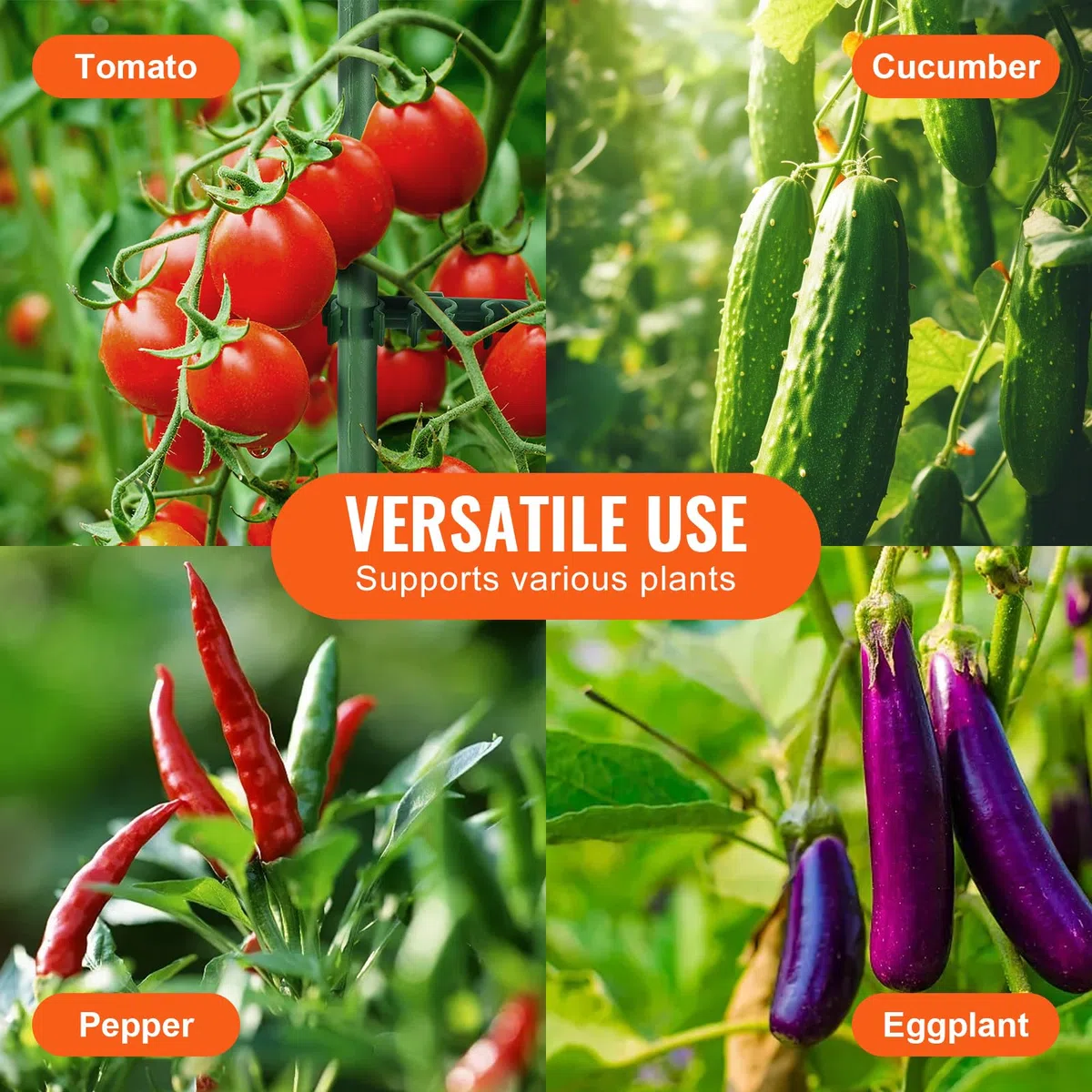 VEVOR Gabbie per Pomodori da Giardino 6 Pacchetti, Supporto per Pomodori 121,92cm, Gabbia Sostegno per Piante Alte Impilabile, per Aiuole Rialzate, Verdure, Fiori Piante Rampicanti da Giardino Orto