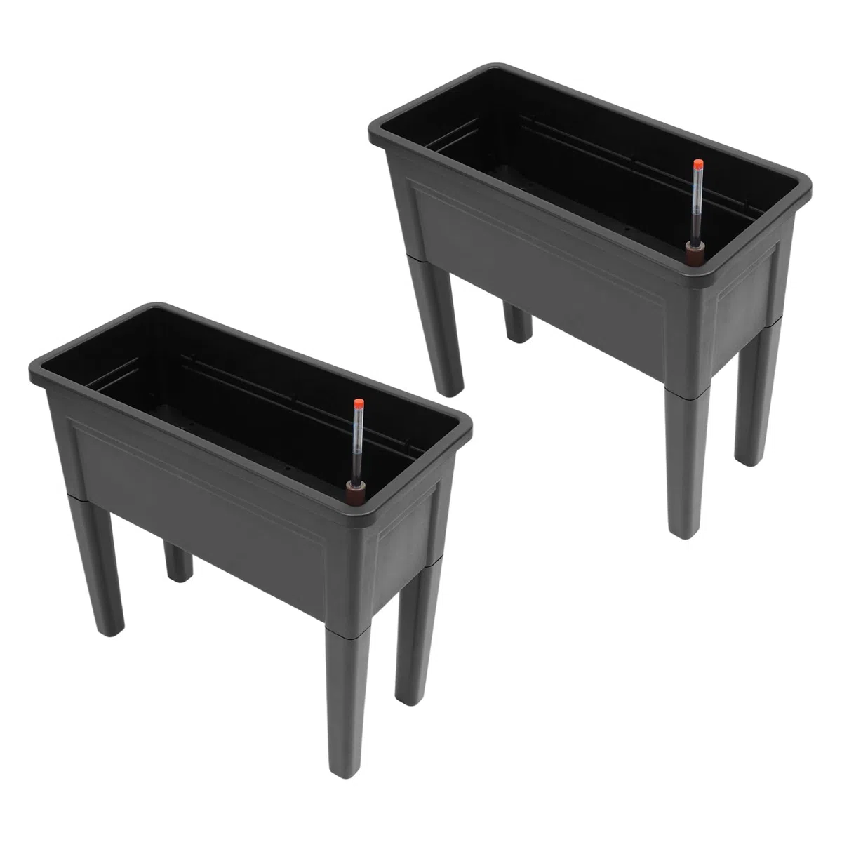 Set di 2 aiuole rialzate per esterni, 75 x 34,5 x 65,5 cm, rettangolari per balcone, terrazza, fioriera con piedini in gomma per verdure, erbe e fiori