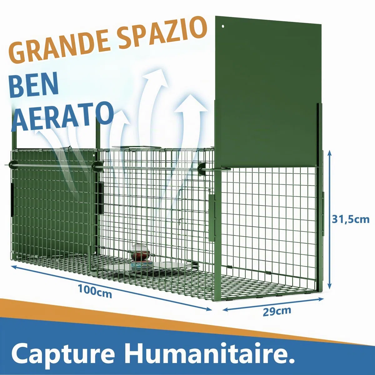 Trappola per Topi Gabbia Trappola Topi Vivi 100 X 29 X 31.5 cm Trappola Grandi Interno/Esterno