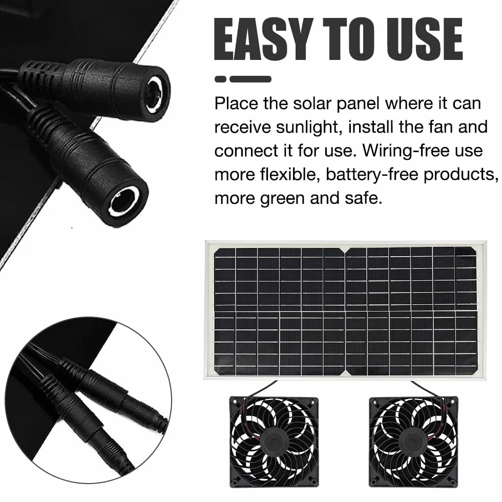 ADDLIVE Pannello Solare 16V 16W con Doppio Ventilatore da Esterno - Portatile