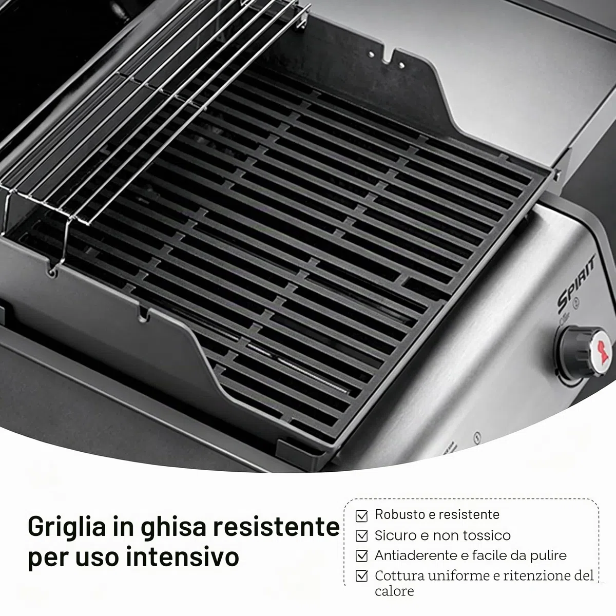 Griglia da 44,5 cm per Weber Spirit I & II 200 210 (Pulsanti Anteriori) E210 E220 S210 S220, Ricambio per Weber 7637 in Ghisa
